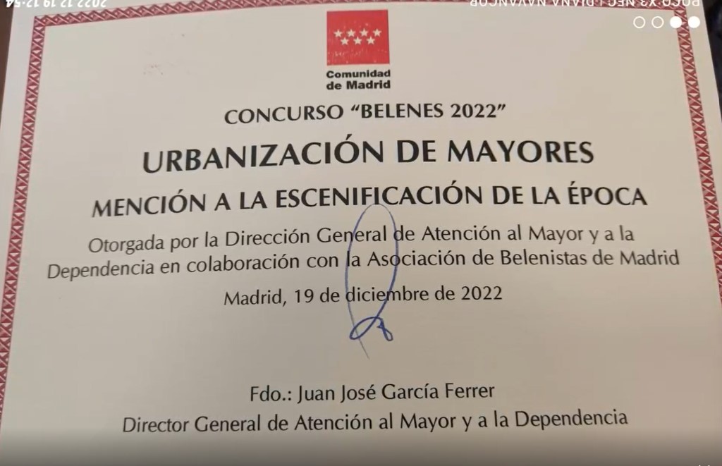 El belén de Urbanización de Mayores es premiado por la Comunidad de Madrid